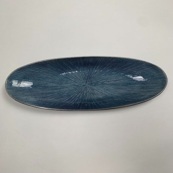 Simply Designz Oval Plate Teal Modern Server and Appetizer Dish Silver - Picture 2 of 4